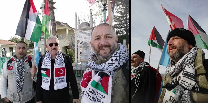 Metin Pir ve Arkadaşları, İsrail Konsolosluğu'na siyah çelenk bıraktı ve Boykot Yürüyüşüne Katıldı