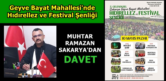 Muhtar Sakarya'dan Hıdırellez Şenliğine katılım çağrısı...